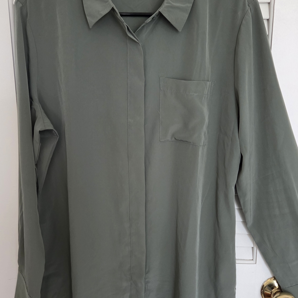 Nine West Sage Green Button Down Shirt